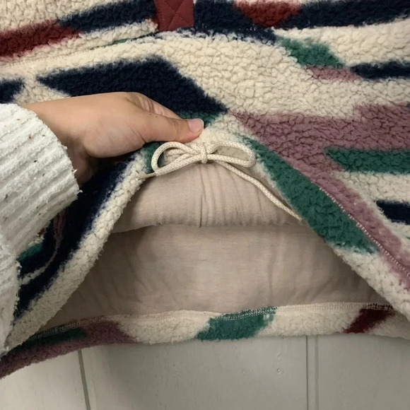 Prana Polar Escape Snap Up cream burgundy tribal teddy pullover | size M - Picture 5 of 9